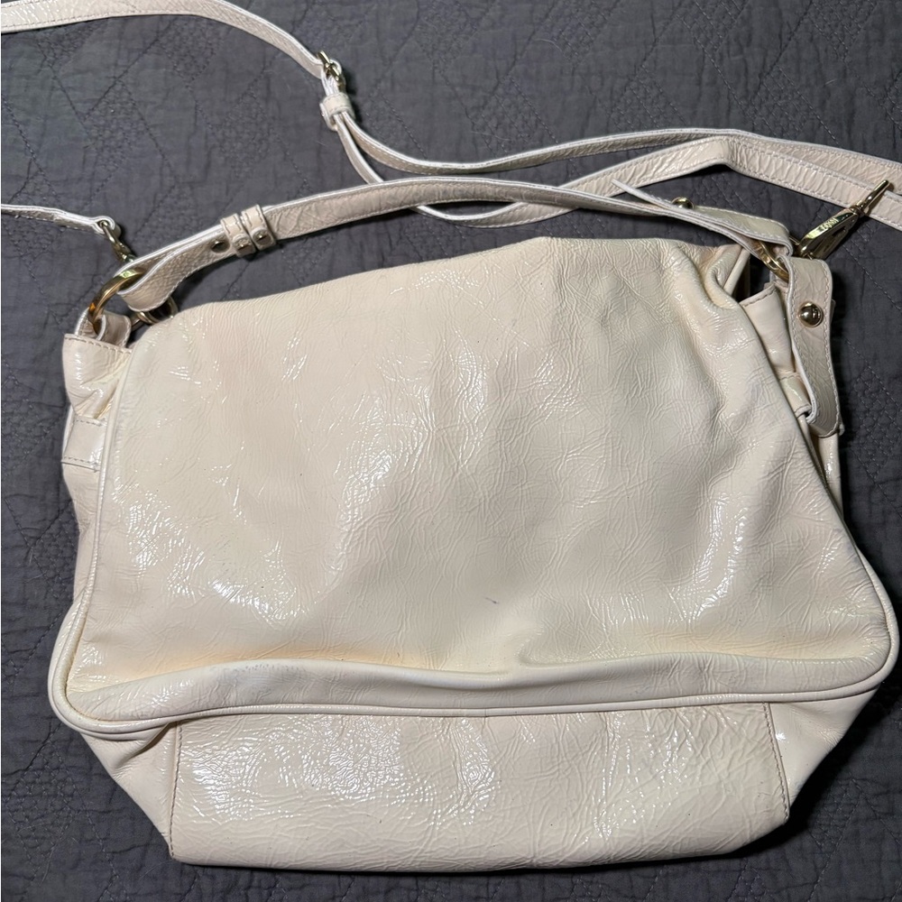 Authentic Fendi Patent Leather Cream Crossbody Bag with Adjustable Strap - Picture 9 of 15